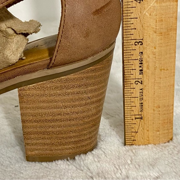 Lucky Brand Kerne Brown Leather Peep Toe Bootie Sandals Women’s Size 9M - Picture 9 of 12